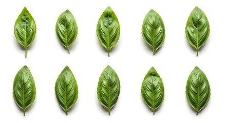 Fototapeta premium Green tropical leaf set isolated on white for design industry branding and marketing. Suitable for Sustainability and Eco-Lifestyle, Packaging and Label Design, Social Media Visuals. Ideal for brandin