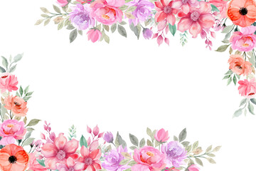 Flower watercolor frame for wedding, birthday, card, background, invitation, wallpaper, sticker, decoration etc.
