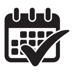 Calendar with check mark icon silhouette