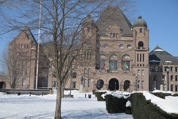 Fototapeta premium view of ceremonial entrance to Ontario Legislative Building, opened 1893, Toronto
