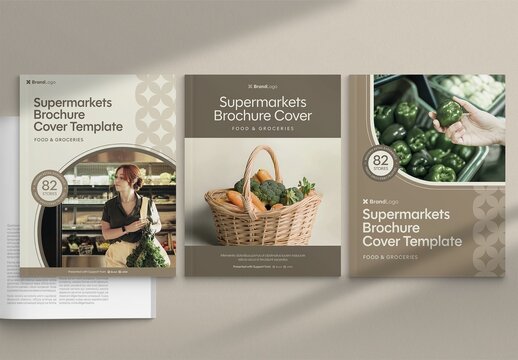 Brochure Cover Template for Reports & Documents with Shopping, Retail & Grocery Supermarket Theme