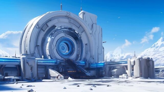 An industrial facility, station or a scientific base on a frozen alien planet