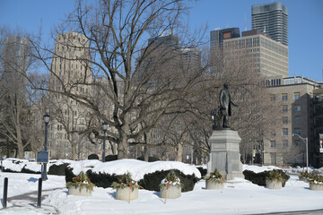Fototapeta premium wide view of Queen's Park with statue of John A. Macdonald by Hamilton MacCarthy, unveiled 1894, Toronto
