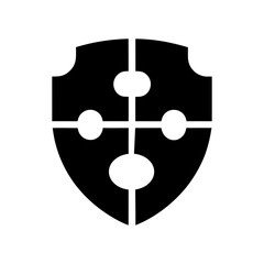 Interlocking Puzzle Shield Representing Integrated Security System Concept On white Background Line Art Vector illustration