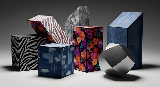 Collection of Decorative Geometric Boxes with Diverse Patterns.