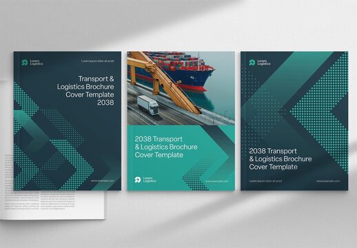 Modern Corporate Brochure & Report Cover Template in Transport, Logistics & Shipping Industry Theme