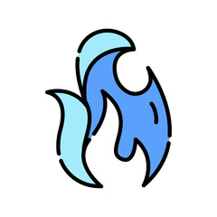 blue fire color line icon.