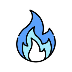 blue fire color line icon.