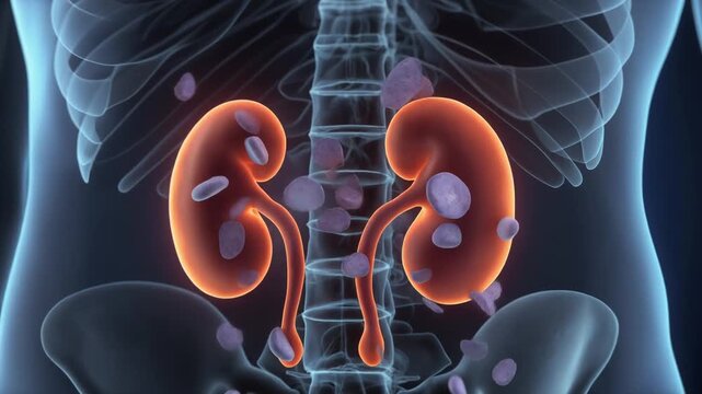 3D Medical Illustration of Kidney Stone Surgery &ndash; Minimally Invasive Urology Procedure
