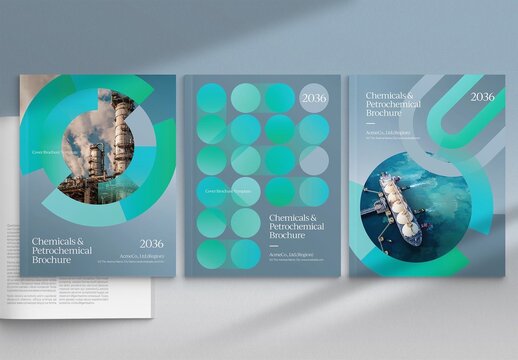 Modern Creative Brochure Cover Template with Petrochemical, Chemical & Heavy Industry Theme