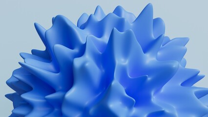 Vibrant Blue Abstract Sculpture Fluid Forms Organic Shape Detailed Texture Close Up Macro View Smooth Surface Wavy Edges Modern Digital Art Background © Bright Design