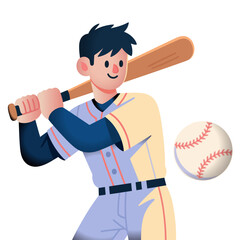 Baseball cartoon illustration movement