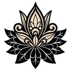 A white background with a purple abstract shape resembling a blooming flower