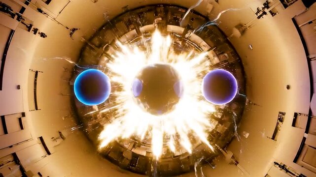 Nuclear Fusion Inside Tokamak Reactor as Hydrogen Isotopes Collide and Release Clean Power Through Magnetic Plasma Fields
