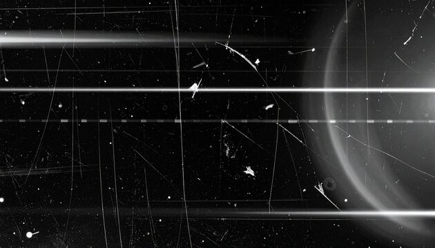 Particle physics bubble chamber photograph showing curved and straight tracks of subatomic particles moving through medium, captured in black-and-white scientific plate.