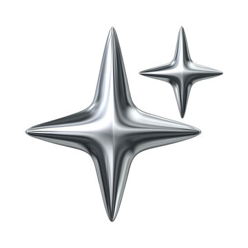 3d silver star