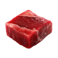Fresh red meat steak on a white background, showcasing marbling and texture for culinary use