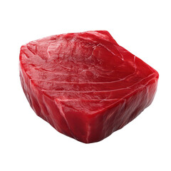 Fresh raw beef steak on a white background, showcasing the marbled texture and vivid red color of the meat