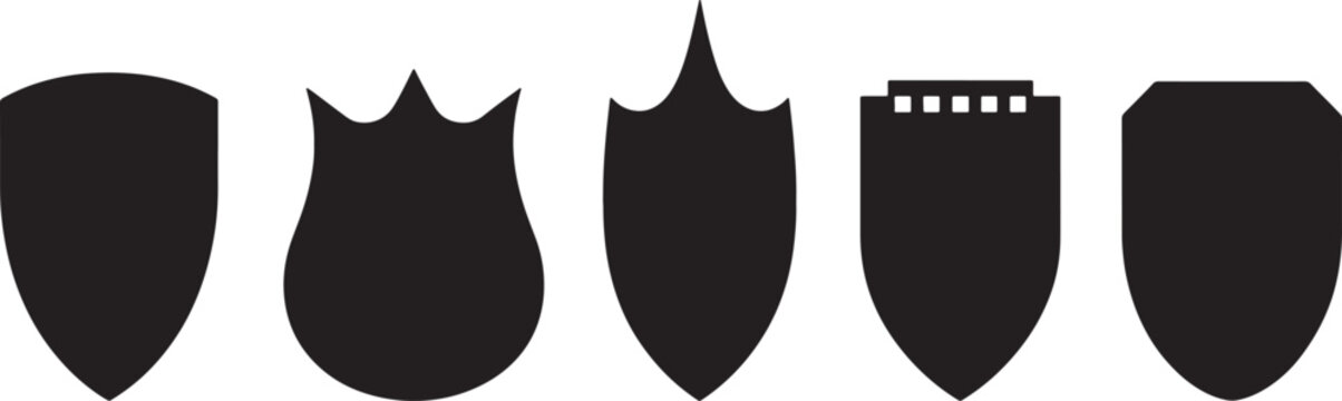 collection of black shield shapes