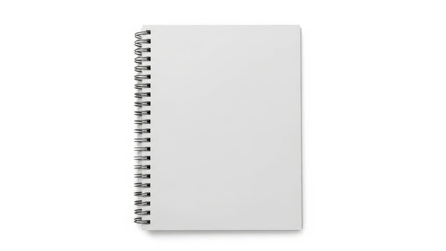 A spiral bound notebook with blank white pages ready for writing or drawing