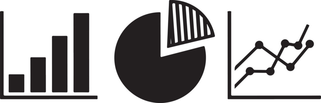 Black and white business graphs and charts finance bar graph