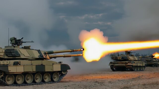 Russian T-72 Tank Fires in Desert Training Exercise - Military Power and Modern Warfare Demonstration