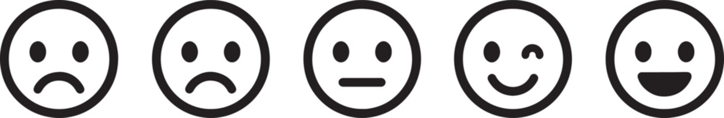 Fototapeta premium Set of emoticon faces with different expressions