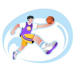 Basketball player sports cartoon illustration