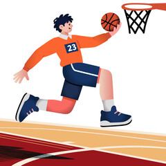 Basketball player sports cartoon illustration