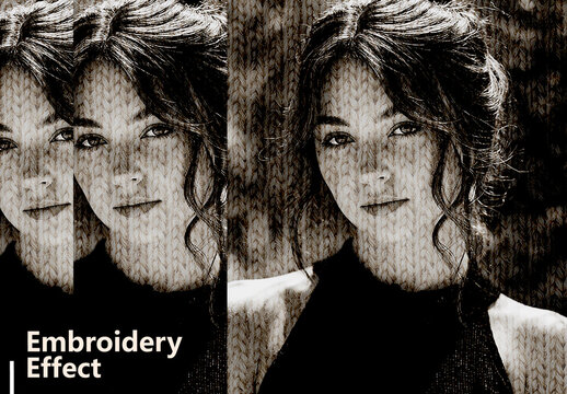 Monochrome Stitching Embroidery Photo Effect