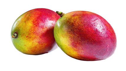 Fresh ripe mango fruit isolated on white background, a sweet juicy organic tropical food object perfect for a healthy raw vegetarian diet
