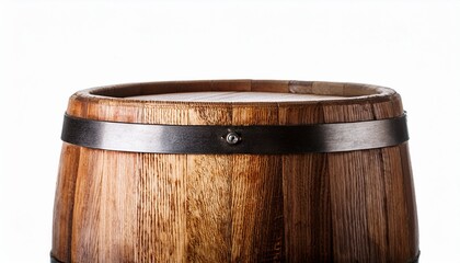 Obraz premium the wooden barrel top isolated on white background rustic vintage oak container