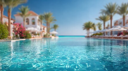 Fototapeta premium Blurred background of all inclusive resort hotel in Turkey or Egypt.