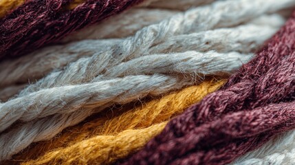 Fototapeta premium Close-up of multicolored twisted yarn fibers for craft and textile design