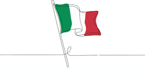 Minimalist Continuous Line Drawing: Italian Flag