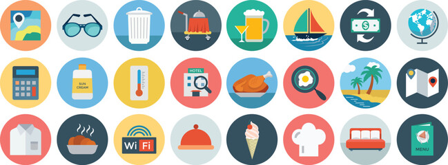 A flat vector set of Easter egg icons and symbols for web design illustration and social internet sign use