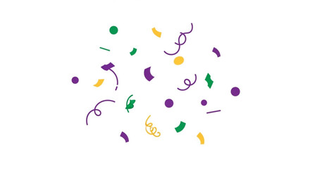 Colorful mardi gras confetti scattered on white background festive celebration decoration © Mkhan