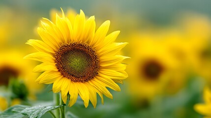 Fototapeta premium Vibrant Sunflower Field in Full Bloom on a Sunny Day.