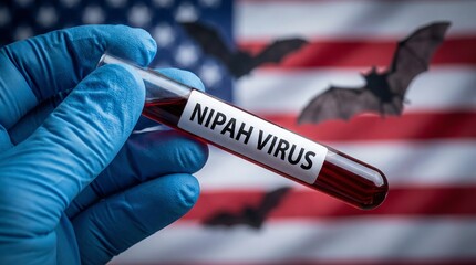 Obraz premium Nipah virus detection usa laboratory test medical environment close-up view infection risk assessment