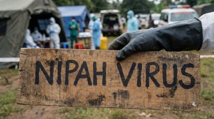 Nipah virus outbreak response emergency field environment medical team at work public health awareness