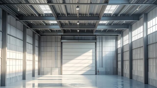 Industrial Warehouse with Roller Door Stock Video