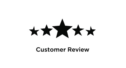 Obraz premium Five black stars with text indicating a customer review rating
