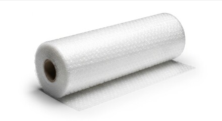 Obraz premium Roll of bubble wrap on a white background for packaging protection