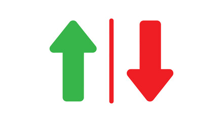 Green up arrow and red down arrow facing opposite directions © Momtaj