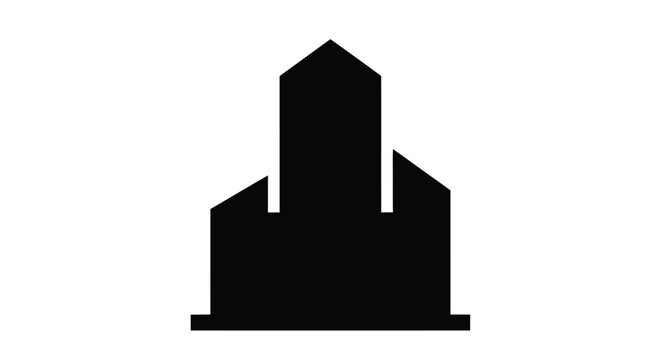 Minimalist black silhouette of a castle or fortress structure