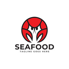 crab seafood and fish fire combination for fast food logo vector template