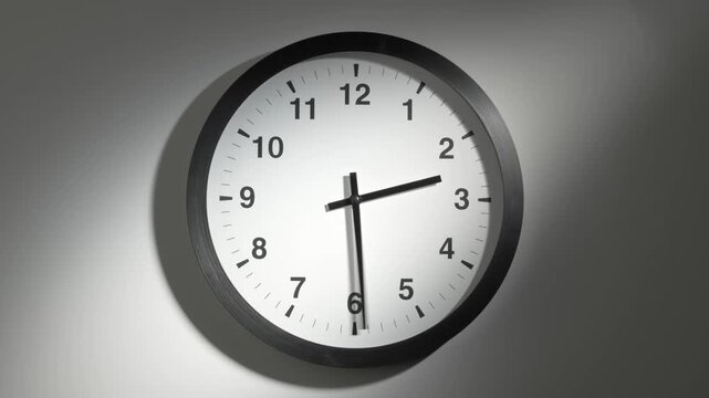 Round wall clock showing different times in three variations time concept animation