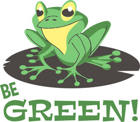 green frog on a branch