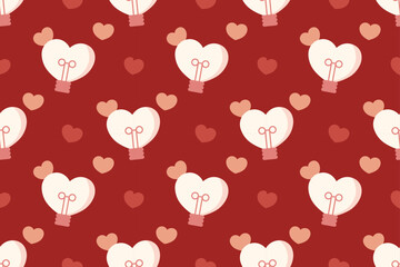 Creative Valentine pattern with heart-shaped light bulb. Perfect for idea concepts, romantic inspiration designs, creative branding and festive backgrounds.