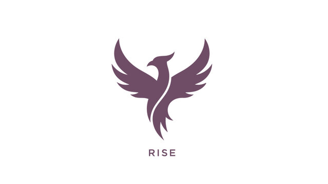 Abstract phoenix symbol with wings outspread on white background